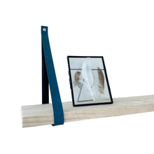 Charger l&#39;image dans la galerie, Supports etagere cuir Bleu sangles 2,5x90cm