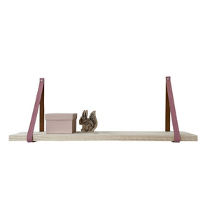 Supports etagere cuir Rose sangles 2,5x90cm