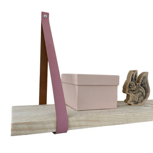 Supports etagere cuir Rose sangles 2,5x90cm 2